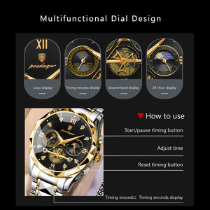 Poedagarメンズラグジュアリーファッションクォーツウォッチステンレススチールクロノグラフ防水発光機能42mm合金ビジネススタイル - Product Image 4