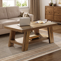 Tribesigns Table basse rectangulaire en bois à 2 niveaux, table centrale de ferme de 47.24 pouces avec double étagères de rangement pour le salon