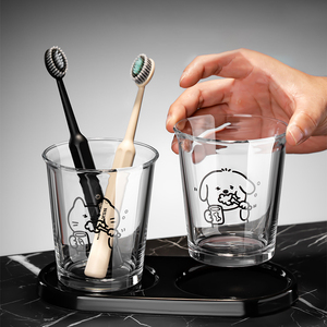 Tazza in Vetro Stile Coreano con Disegni Cartoon, Senza Manici e Coperchio, per Succhi, Bevande, Gelati e Dessert - Product Image 3