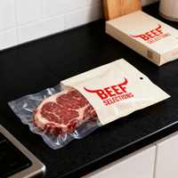 Sacs sous vide Doypack à soufflet de fond en Mylar PET/PE, imprimés par gravure, de qualité alimentaire, thermoscellables, anti-humidité et anti-odeur, pour steaks et poissons surgelés