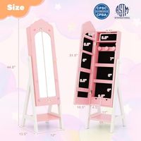 Armoire à bijoux pour enfants avec miroir, organisateur de bijoux sur pied avec miroir de pleine longueur et rangement pour petites filles