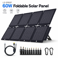 Panneau solaire pliable 60W, design compact à 8 plis, chargeur monocristallin USB Type C pour sac à dos, camping, randonnée et voyages en plein air