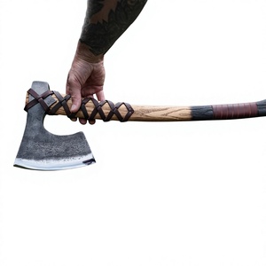 Hache viking en acier au carbone, forgée à la main, manche en bois, hache de camping et de chasse en plein air - Product Image 4