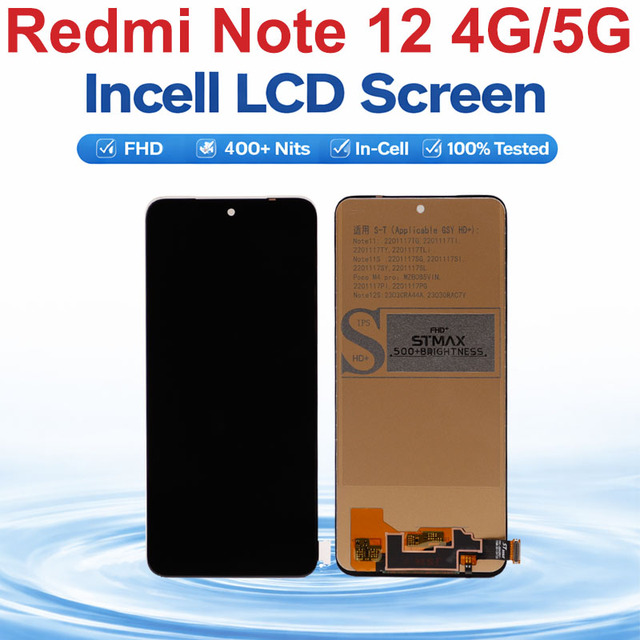 Factory a Grade 6.67 Inch Incell LCD Screen Replacement for Redmi Note 12 4G Display Touch Digitizer Assembly Durable Use