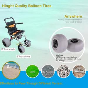 كرسي متحرك يدوي قابل للطي للشاطئ، كرسي متحرك محمول للشاطئ مع مقبض سحب - Product Image 6