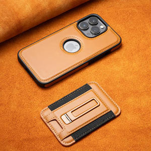 Funda de teléfono de cuero de lujo con bolsillo de tarjeta desmontable magnética para iPhone 16 15 Pro Max con soporte de tira - Product Image 5