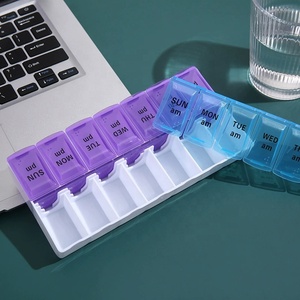 Wholesale 14 Compartment Double Row Cross Plastic Pill <b>Box</b> Portable Medicine Organizer Pills Vitamins Jewelry <b>Storage</b> for Travel - Product Image 3