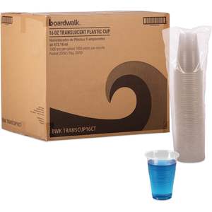 Gobelets en plastique translucide jetables Boardwalk 16oz pour boissons froides, 50 gobelets/sac, 20 sacs/carton, 20 cartons/caisse - Product Image 5