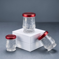 Bocal de conservation en verre Lotus de qualité supérieure avec bouchon à vis en métal rouge pour desserts frais, nid d'oiseau, ventre de poisson, miel et pouding