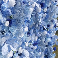 Dinding Bunga Sutra Simulasi 5D Warna Biru untuk Dekorasi Latar Belakang Pernikahan Luar Ruangan dan Perlengkapan Lanskap