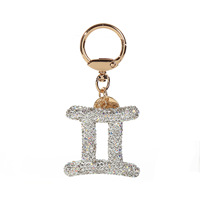 Porte-clés design constellation 12 signes étoilés en cristal avec strass et diamants scintillants Porte-clés zodiaque pour sac de voiture Accessoires