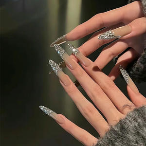 Faux ongles portables faits à la main strass œil de chat autocollants clignotants 30 TikTok pièces de faux ongles détachables chauds - Product Image 1