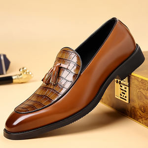Chaussures en cuir britanniques pour jeunes hommes, à bout pointu, avec pompons, pour mocassins - Product Image 1