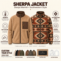 Veste polaire Sherpa entièrement zippée pour homme, réversible, style sud-ouest, manteau d'hiver tissé, fournisseur en gros personnalisé pour l'extérieur