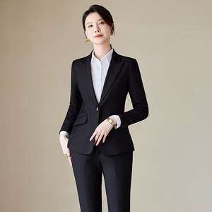Women's Grey Suit Set Polyester Worsted Anti-Wrinkle Formal Workwear - Product Image 4
