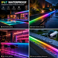 Tira de LED RGB COB de 24 V, IP67, Resistente al Agua, 576 LED/m, Rollo de 50 m, Cinta de Luz Lineal Flexible sin Puntos para Decoración de Jardín Exterior