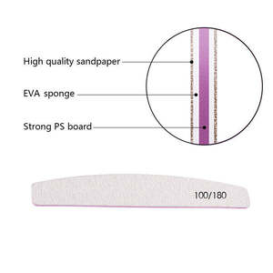 Limas de <span class=keywords><strong>Uñas</strong></span> Profesionales Lavables y Duraderas de Grano 180/100, Color Morado, Personalizables con Logotipo, Marca Privada OEM, Forma Media Luna, Diseño Zebra - Product Image 3