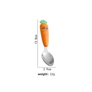 Food Grade Silicone 304 Stainless Steel Short Handle Baby Spoon Fork Kids Tableware Gift Box Set for Home & Gift - Product Image 4