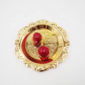 Bandeja <span class=keywords><strong>de</strong></span> metal decorativa para servir pasteles, plato <span class=keywords><strong>de</strong></span> fruta, suministros para fiestas, restaurante en casa, chapado en oro y plata europeo - Product Image 3