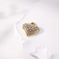 Pendentif en or jaune 18 carats en acier inoxydable résistant à l'eau avec diamant, breloque disque cœur en diamant magnifique