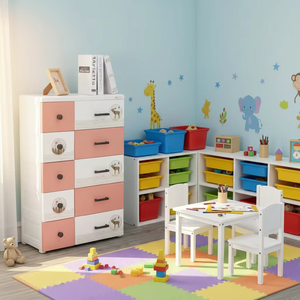 Commode à tiroirs en plastique à 5 niveaux avec serrures, <span class=keywords><strong>armoire</strong></span> moderne pour vêtements de bébé, grande capacité, meubles de <span class=keywords><strong>chambre</strong></span> à coucher, rangement à domicile - Product Image 1