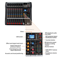 Table de Mixage Son Professionnelle DX8 Enregistrement Console Audio Karaoké USB Interface Live 8 Canaux DJ Audio Mixer