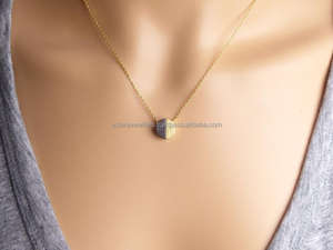 925 plata esterlina negro encanto collar de piedras preciosas mate acabado en oro vermeil - Product Image 3