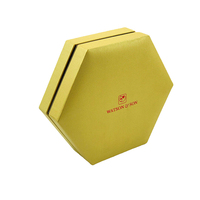 Emballage de chocolat personnalisé en bois recyclé de luxe, boîte à glissière hexagonale avec compartiment