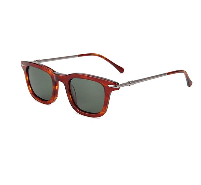 High End Luxury Polarized Personalized Retro Square Sunglasses Handmade Acetate Metal Sunglasses