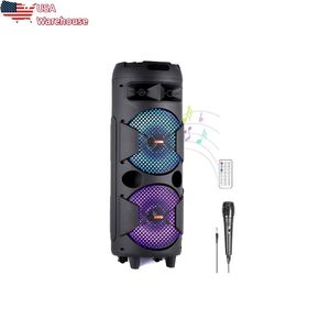 สปอตไลท์6000W ลำโพงคู่8 "แบบพกพาพกพาบลูทูธปาร์ตี้ไมค์เสียงเบสหนักไมค์ FM สำหรับใช้ในคลังสินค้า USA - Product Image 1