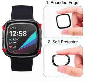 Protector de pantalla para <span class=keywords><strong>Fitbit</strong></span> VERSA 3 Sense VERSA 2 lite, funda completa con pegamento 3D para PMMA - Product Image 4