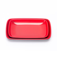 Assiettes de pique-nique en mélamine, plat de haute qualité 2022 noir et rouge