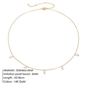 Collier de perles à franges à la mode en acier inoxydable plaqué or perle en argent pour femmes filles UIONEN 467 - Product Image 5