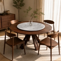 Table à manger pivotante sur mesure en bois massif résistant aux rayures, 6 à 8 places, 1350 mm, pour la maison familiale