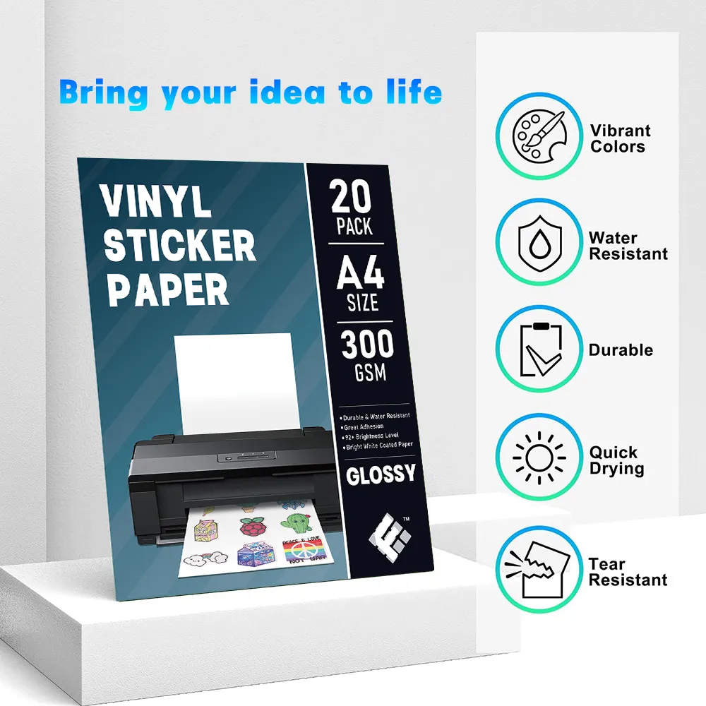 Sublimação profissional Folhas Adesivas Impermeável Auto Personalizado Folha Holográfica A3 Printable Vinyl Sticker Paper Para Jato De Tinta