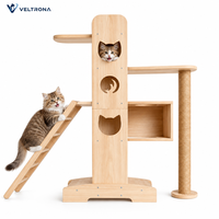 Arbre à chat en bois 140 cm, tour d'activités multi-niveaux, griffoir en sisal, rampe d'escalade, mobilier pour chat d'intérieur