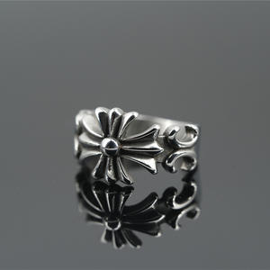 All'ingrosso Vintage da uomo argento minimalista in acciaio inox Charm croce <span class=keywords><strong>anello</strong></span> Chunky <span class=keywords><strong>con</strong></span> pietra - Product Image 2