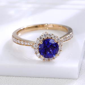 <span class=keywords><strong>Bague</strong></span> <span class=keywords><strong>saphir</strong></span> cultivé en laboratoire 2CT pierre principale en or jaune 14 carats 8mm <span class=keywords><strong>saphir</strong></span> rond <span class=keywords><strong>bleu</strong></span> cultivé en laboratoire avec <span class=keywords><strong>bague</strong></span> <span class=keywords><strong>de</strong></span> fiançailles Moissanite - Product Image 2