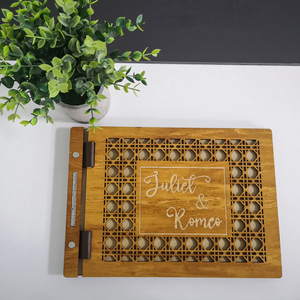 Accessoires de mariage Articles de fête Signature Livre d'or 30 pages Dentelle M. & <span class=keywords><strong>Mme</strong></span> coeur Amour Livre d'or de mariage en bois - Product Image 6