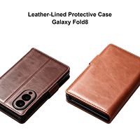 Étui multifonctionnel en cuir véritable pour Samsung Galaxy Fold 8, style portefeuille, avec support rabattable et fentes pour cartes et pièces de monnaie