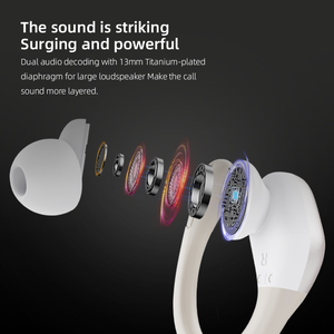 Auricolari Bluetooth HD65 ANC ENC con cancellazione del rumore, impermeabili IPX5, con gancio per l'orecchio, bassi profondi, stereo HiFi, cuffie wireless <span class=keywords><strong>TWS</strong></span>. - Product Image 4
