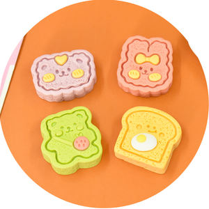 Encantadores dijes de dibujos animados de oso y conejo, con forma de galletas coloridas, cabujones de resina de base plana, para decoración DIY hecha a mano con pegamento cremoso para horquillas. - Product Image 1