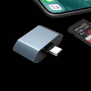Pembaca kartu aluminium 2 dalam 1, pembaca kartu aluminium ukuran Mini 2 dalam 1 untuk iPhone dan USB-C, mudah dibawa, kartu CF instalasi eksternal - Product Image 4