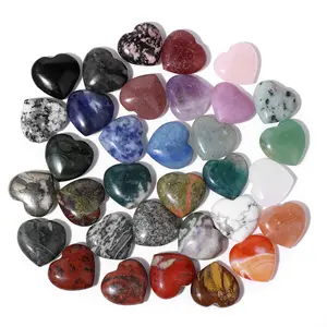 Mixed Puffy Heart Stones Tumled Healing Crystal Pocket Love Stone 20 mm Assorted Rocks Collection