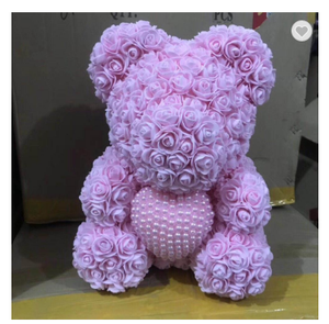 Nastro LOGO personalizzato orsacchiotto rosa 40cm fiore di <span class=keywords><strong>Rose</strong></span> artificiali in schiuma <span class=keywords><strong>con</strong></span> colori arcobaleno compleanno di san valentino - Product Image 3