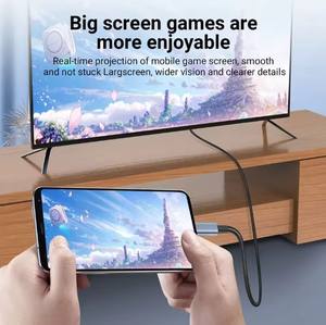 Câble <span class=keywords><strong>de</strong></span> conversion vidéo HD 4K 60Hz Type c vers Hdmi même écran câble TV ordinateur 2 mètres câble <span class=keywords><strong>de</strong></span> projection d'écran tressé - Product Image 5