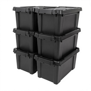Black <b>Plastic</b> <b>Storage</b> <b>Bin</b> Rectangular Stackable Organizer Box 60x40x30cm Waterproof Durable Lightweight Garage Use - Product Image 4