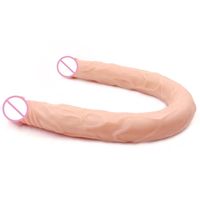 Dildo double réaliste vibrant en silicone pour femmes, jouet sexuel pour adultes, pour le sexe gay, énorme et réaliste