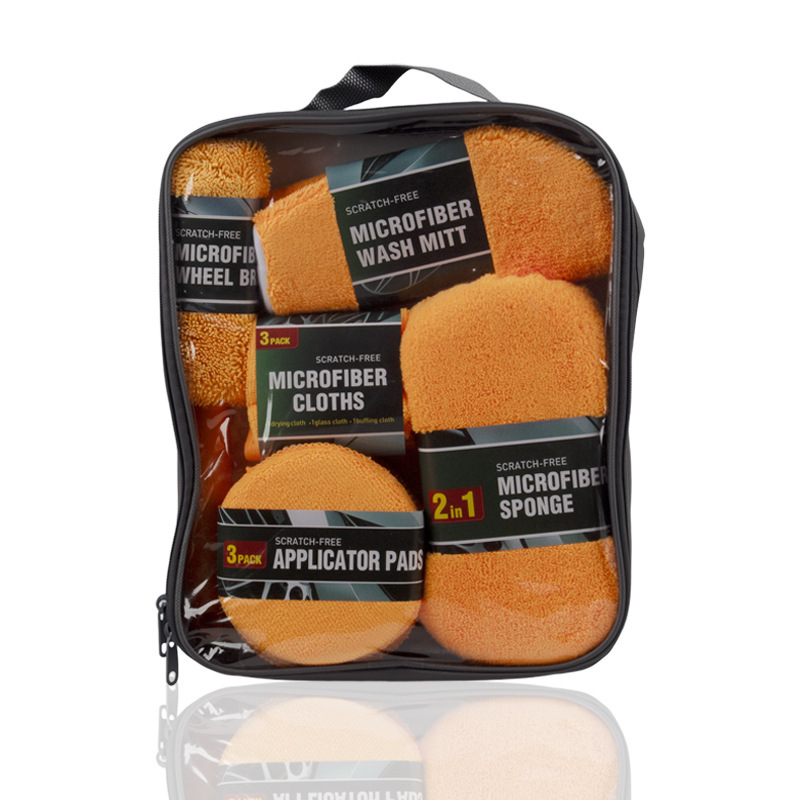 Orange Car Wash & Cleaning 9-Piece Set [Oxford Cloth Bag]