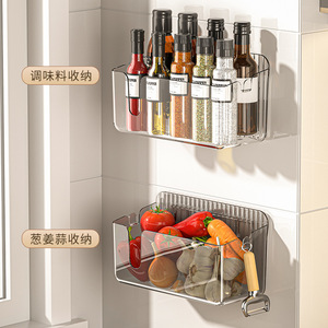 Wall Mounted Garlic Ginger <b>Storage</b> <b>Box</b> Rectangle Food Container Spice Rack Household <b>Kitchen</b> Organizer No Drilling Required - Product Image 3